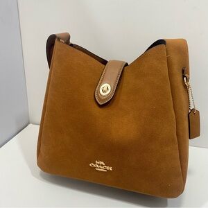 COACH Suede Hobo Bag in Saddle Brown